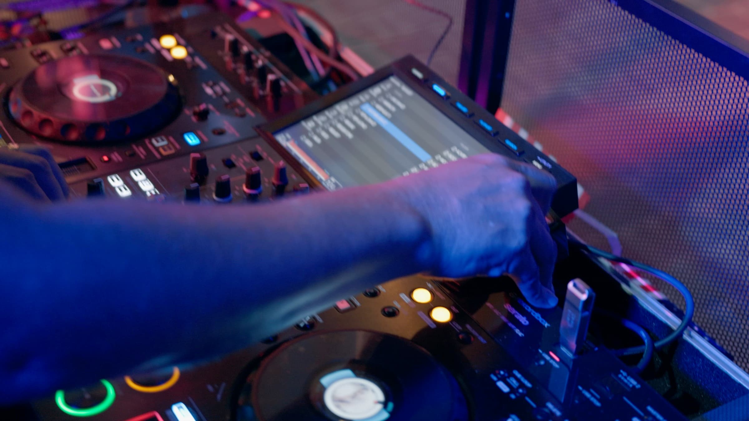Professional DJ decks and mixer