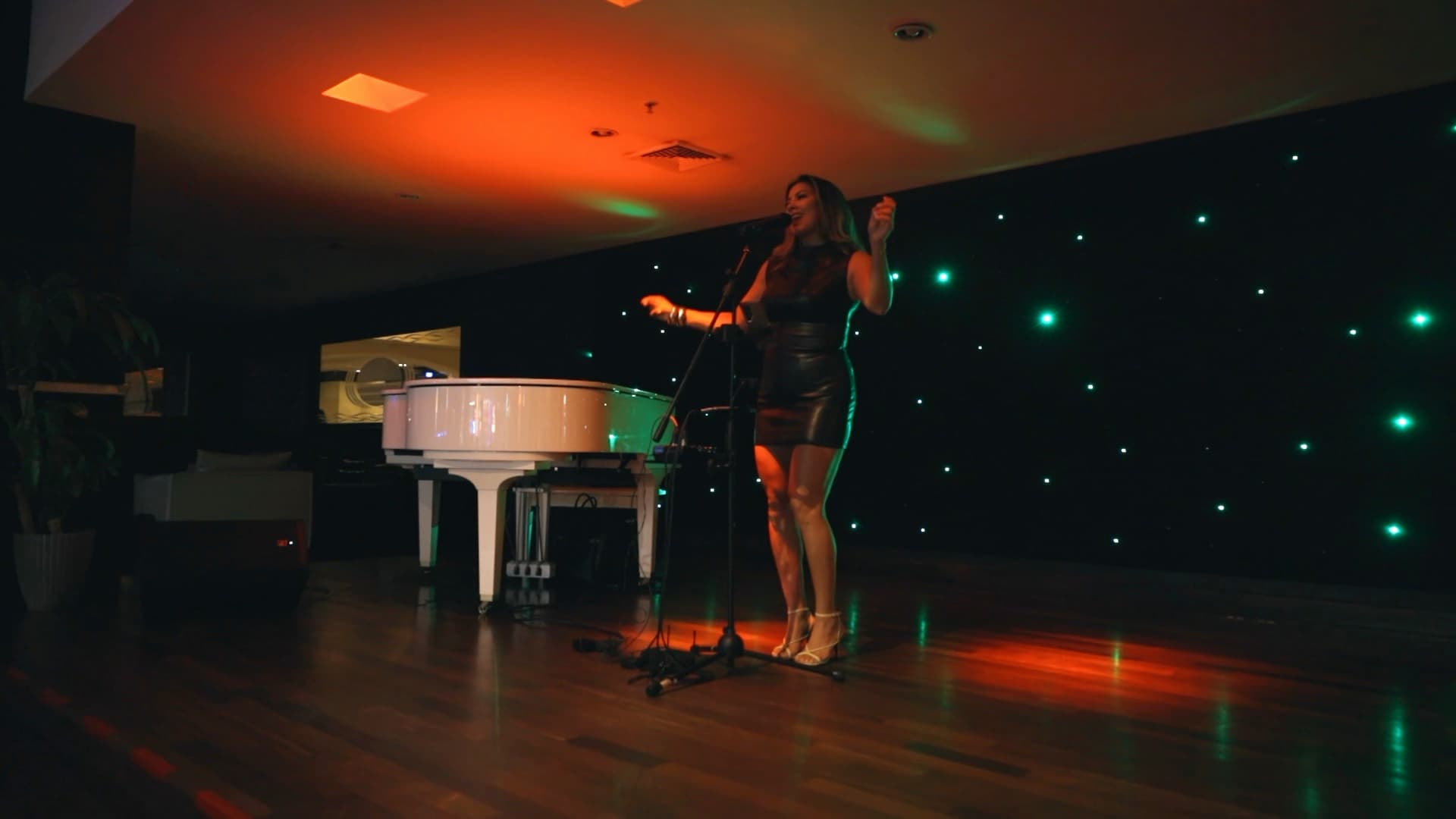 Astra solo artist performing at a piano lounge